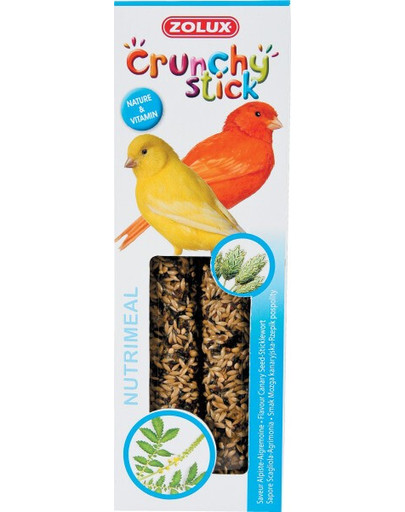Zolux Crunchy Stick burbuolės kanarėlėms su vaistine dirvuole ir kanariniu strypainiu 85 g