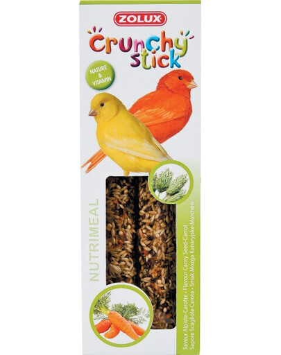 Zolux Crunchy Stick burbuolės kanarėlėms su morkomis ir kanariniu strypainiu 85 g