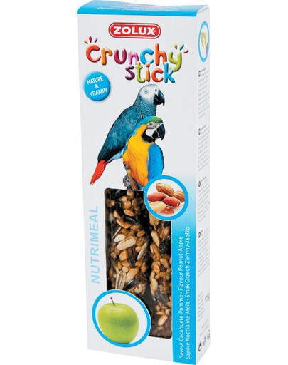 Zolux Crunchy Stick burbuolės papūgoms su žemės riešutais ir obuoliais 115 g