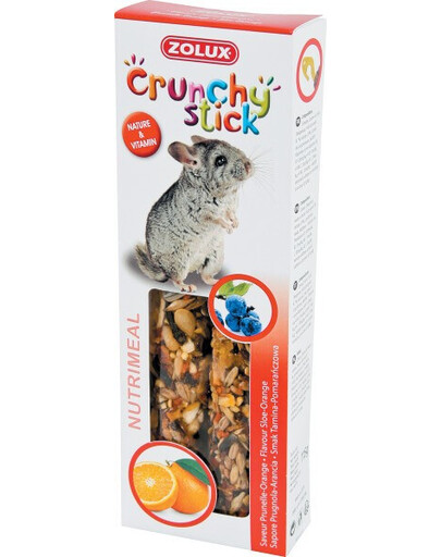 Zolux Crunchy Stick burbuolės šinšiloms su erškėčiais ir apelsinais 115 g