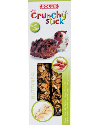 Zolux Crunchy Stick burbuolės jūrų kiaulytėms su žemės riešutais ir avižomis 115 g