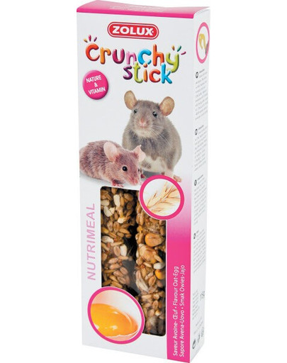 Zolux Crunchy Stick burbuolės žiurkėms ir pelėms su avižomis ir kiaušiniais 115 g