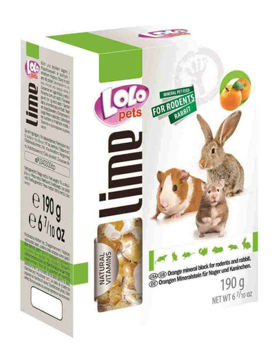 Lolo Pets mineralas su apelsinais graužikams xL 190 g