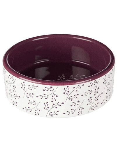 Trixie keramikinis dubenėlis 0.3 l / 12 cm baltas-bordo