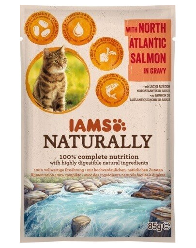 IAMS Naturally Adult Cat with North Atlantic Salmon in Gravy 85 g