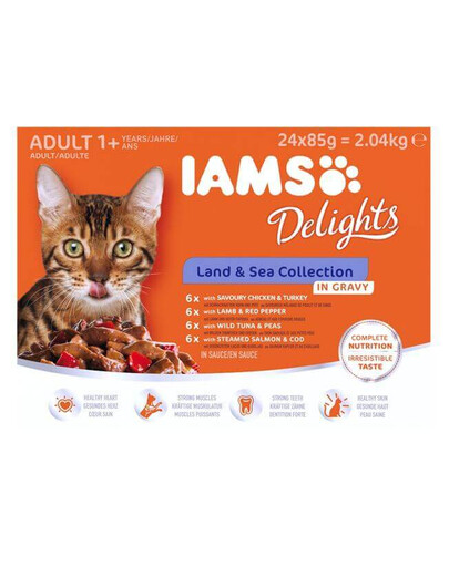 Iams Delights Adult All Breeds Land&Sea in gravy  24 X 85 g
