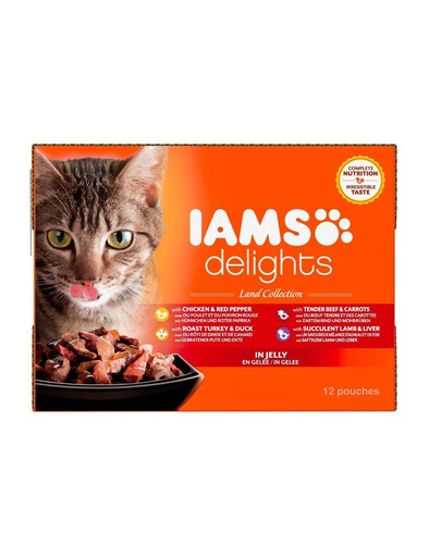 IAMS Cat Delights Adult All Breeds Land In Jelly Pouch 12 X 85 g