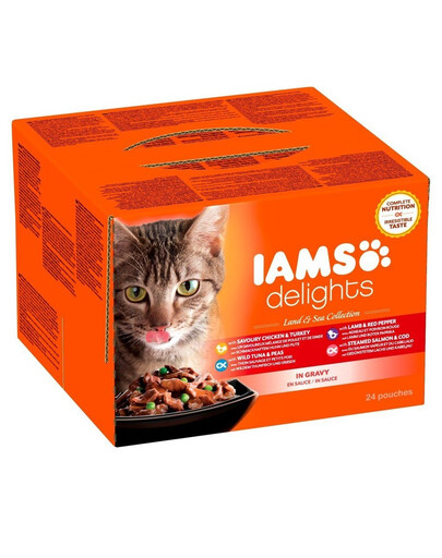 IAMS Cat Delights Adult All Breeds Land&Sea In Jelly Pouch 24 X 85 g