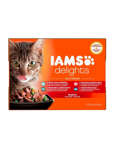 IAMS Cat Delights Adult All Breeds Ocean Fish In Jelly Pouch 12 X 85 g