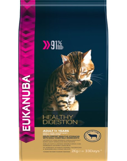 EUKANUBA Cat Adult All Breeds Healthy Digestion Lamb & Liver 2 kg