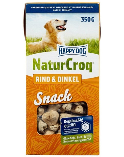 HAPPY DOG NaturCroq skanėstai (Rind + Dinkel) su jautiena ir spelta 350 g