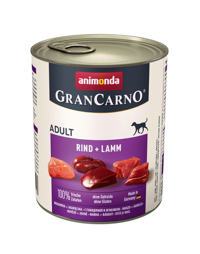 Animonda Grancarno Adult 800 g suaugusių šunų konservai su jautiena ir ėriena