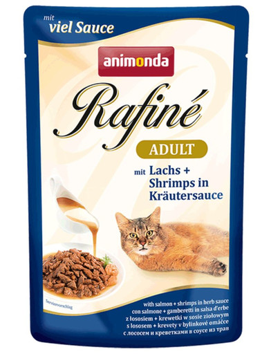 ANIMONDA Rafiné Soupé Adult su lašiša ir krevetėmis žolelių padaže 100 g