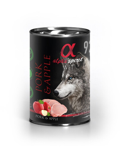 ALPHA SPIRIT konservai šunims su kiauliena ir obuoliais  400 g x 6 vnt.