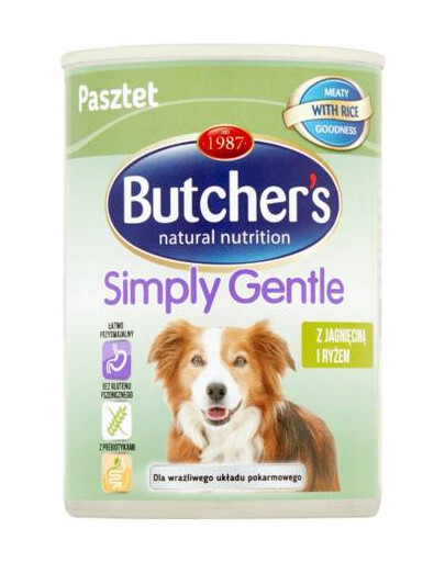 BUTCHER'S Simply Gentle konservai su ėriena ir ryžiais 390 g
