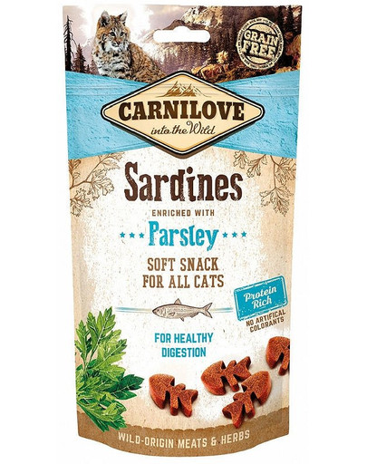 CARNILOVE Semi moist snacks švelnus skanėstai su sardinėmis ir petražolėmis 50 g