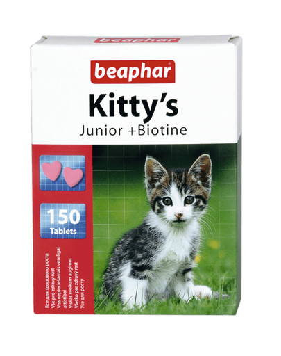 BEAPHAR Kitty`s Junior +Biotine skanėstai su biotinu 150 tabl.