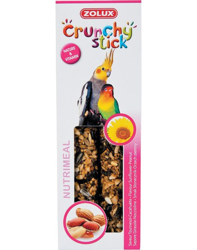 Zolux Crunchy Stick burbuolės didelioms papūgoms su saulėgrąžomis ir žemės riešutais 115 g