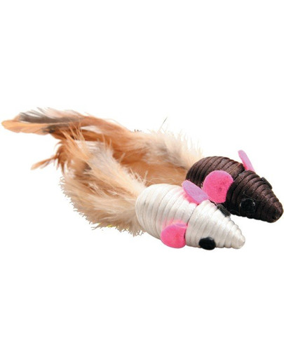 Zolux žaisliukai katėms - 2 pelės su plunksnomis 5 cm