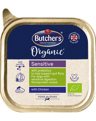BUTCHER'S Organic Sensitive vištienos monoproteinų šunų maistas  150 g