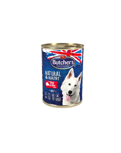 BUTCHER'S Natural&Healthy Dog su jautiena ir ryžiais, paštetas 390 g