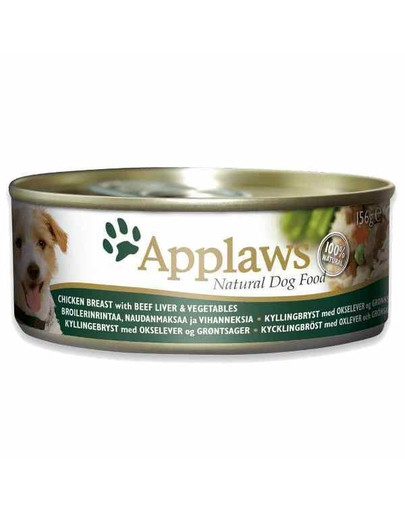 APPLAWS Vištiena su jautienos kepenimis ir daržovėmis 156 g šlapias šunų maistas