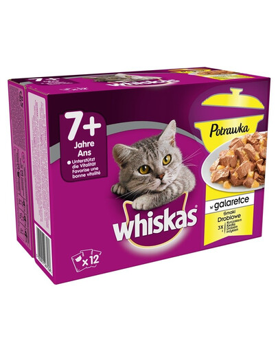 WHISKAS Frikadelės Paukštienos skoniai konservai drebučiuose 4 x 12 x 85 g