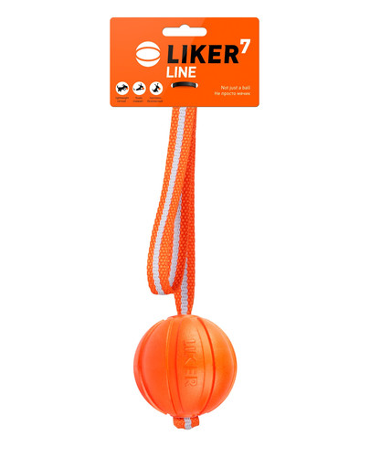 LIKER LINE Dog toy kamuoliukas su virvė  šuniukui  7 cm