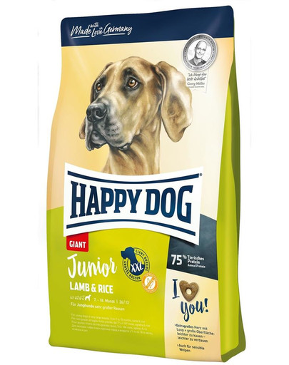 HAPPY DOG Junior Giant Ėriena su ryžiais 4 kg