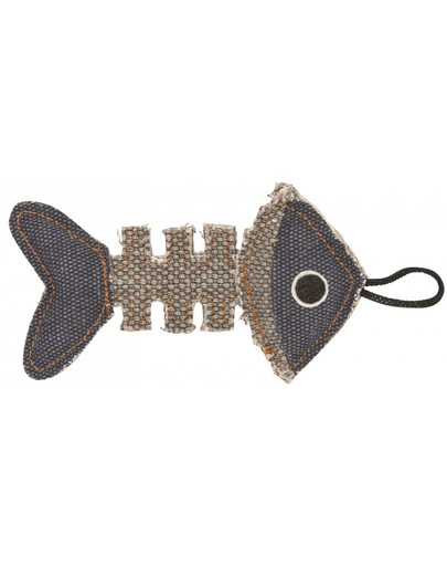 BARRY KING Žuvies griaučiai pagaminti iš stipraus pilko / tamsiai mėlyno audinio 14 x 7,5 cm