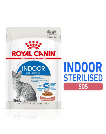 ROYAL CANIN Sterilised Indoor in Gravy 12 x 85 g šlapias maistas kastruotoms naminėms katėms