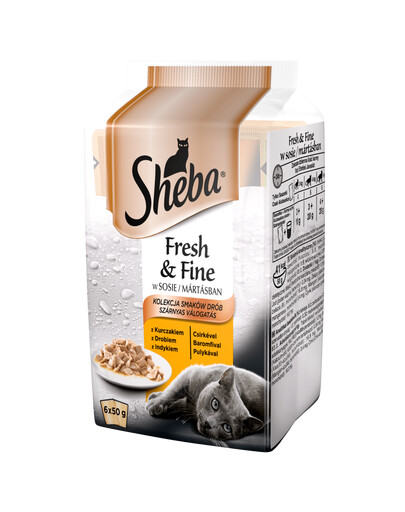 SHEBA Saszetka Konservai Mini Paukštienos patiekal 72 x 50g  (36 + 36 nemokami)