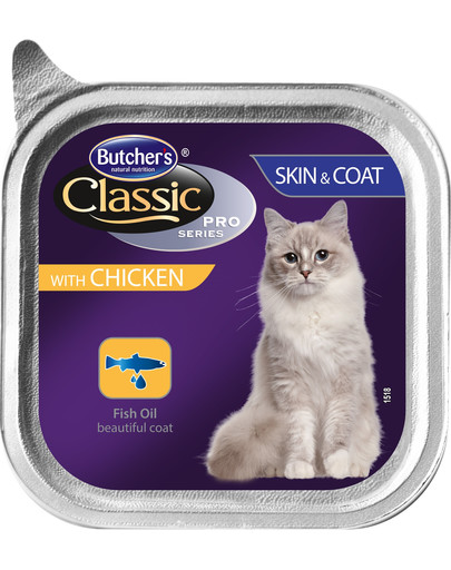 BUTCHER'S Classic Skin&Coat Cat  su vištienos paštetu 100 g