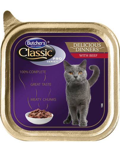 BUTCHER'S Classic Delicious Dinner Cat su jautienos gabalėliais  padaže100 g