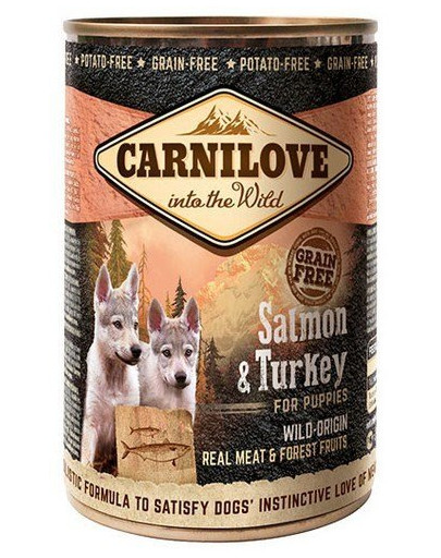 CARNILOVE Wild Meat Salmon & Turkey lašiša ir kalakutiena šuniukams 400 g