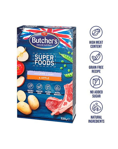BUTCHER'S Superfoods Treats Skanėstaiai 25/5000 su aviena ir obuoliu 320 g