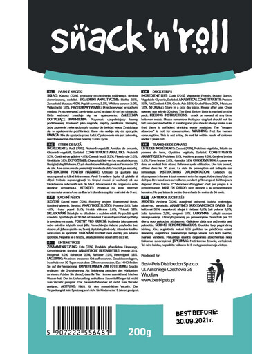 SNACK & ROLL Duck Strips  Anties juostelės 200 g