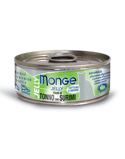 MONGE Jelly kačių maistas Tunas su krabų lazdėlėms 80 g