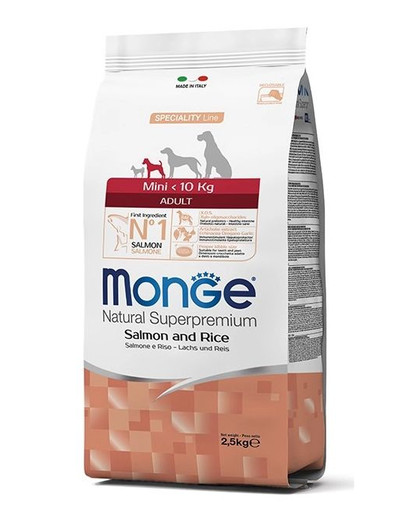 MONGE Mini Šunų maistas Lašiša su ryžiais 2,5 kg