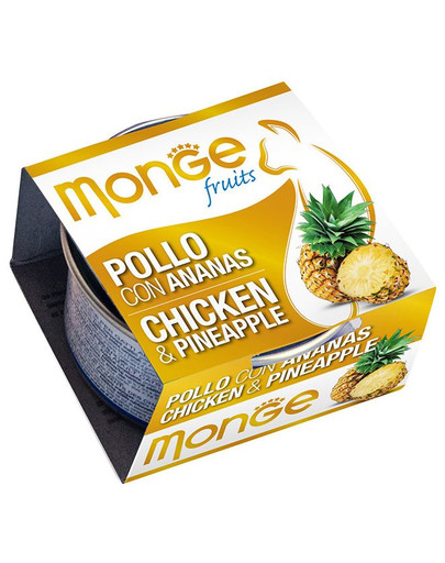 MONGE Fruit Kačių maistas Vištiena su ananasais 80 g
