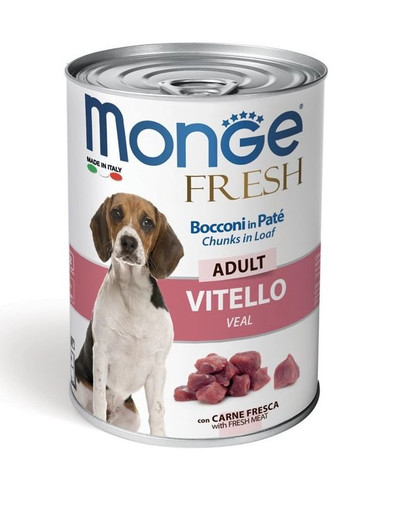 MONGE Fresh Dog Šunų maistas veršiena tešloje 400g