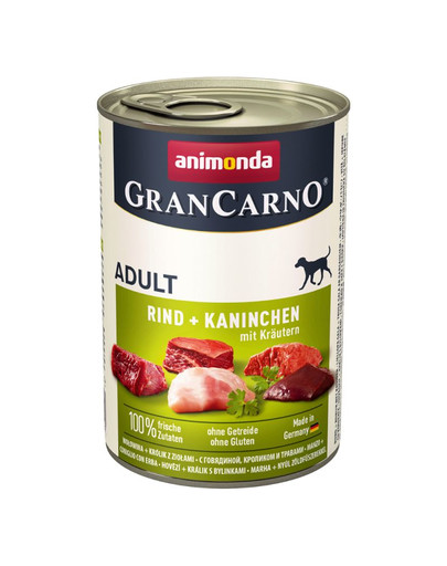 Animonda Grancarno Adult 400 g suaugusių šunų konservai su jautiena, triušiena ir zolelėmis