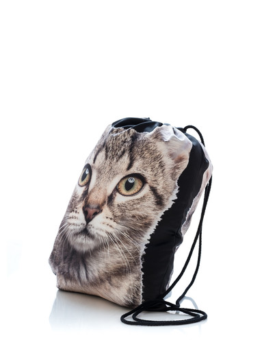 FERA Kuprinė - maišas su spauda  Pilka katė