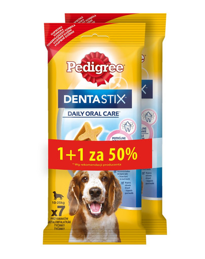 PEDIGREE DentaStix (vidutinių veislių) skanėstas  šunų danrims 7 vnt. - 180 gx5 1 + 50% NEMOKAMAI