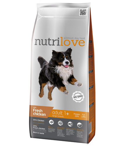 NUTRILOVE Premium dla psa Adult L su šviežia vištiena 3kg