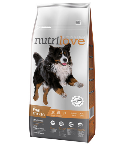 NUTRILOVE Premium  Adult L šuniui su šviežia vištiena 12kg