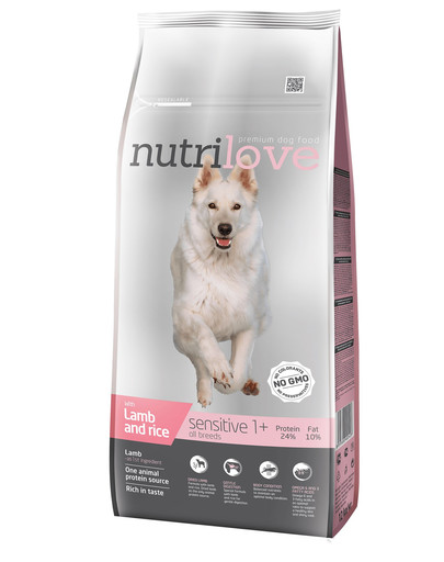 NUTRILOVE Premium Sensitive šuniui su aviena ir ryžiais 12kg