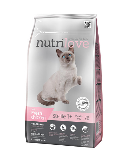 NUTRILOVE Premium dla kota Sterile su šviežia vištiena 1,4kg