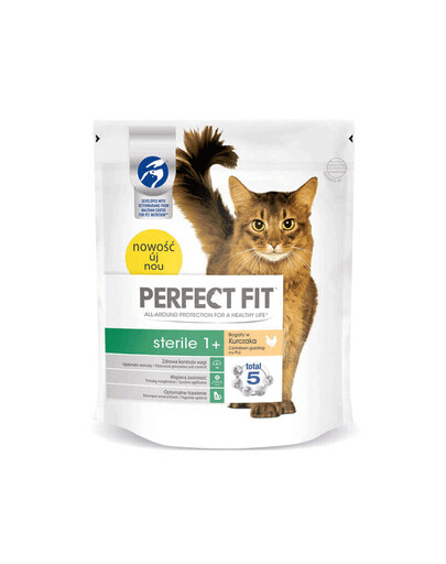PERFECT FIT (Sterile 1+) 3 x 750g praturtinta vištiena - sausas kačių maistas po sterilizavimo