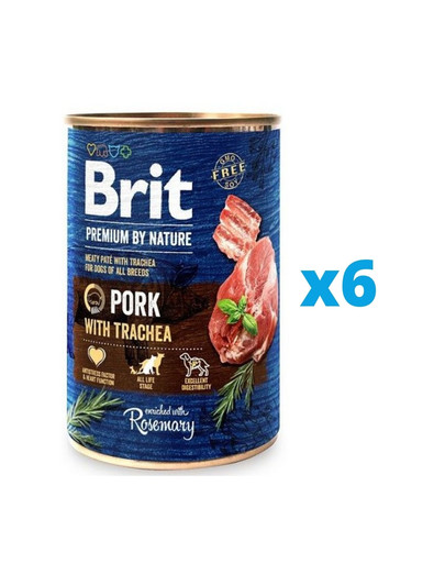 BRIT Premium by Nature Pork&Trachea šlapias šunų maistas su kiauliena ir stemplėmis 6 x 400 g